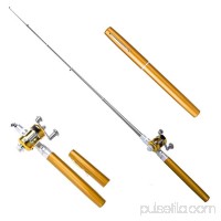 Hot Sale Mini Portable Fishing Rod and Reel Combo, Pen Shape Fishing Poles Perfect Aluminum Alloy Fishing Rods,Golden   